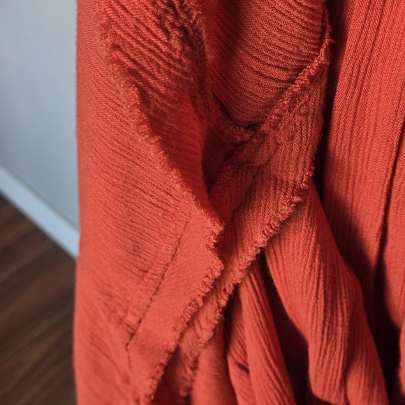 Free People Maxi Skirt Bohemian Romantic Flowy Asymmetrical Pull-On Orange XS - Picture 6 of 10